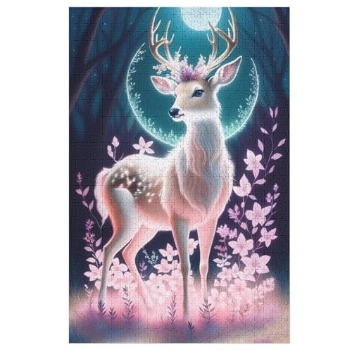Puzzle Für Erwachsene, Hirsch -Puzzles Für Erwachsene, 1000-teiliges Holzpuzzle, Geeignet Für Erwachsene Und Kinder Ab 12 Jahren, Tolles Geschenk Für Erwachsene 78×53cm von AAPZY