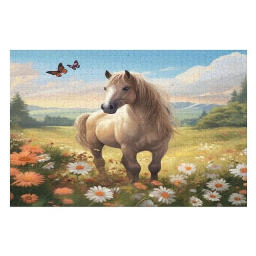 Puzzle Für Erwachsene, Pferd, 1000 Puzzleteile Für Kinder, Holzpuzzles, Geeignet Für Erwachsene, Lernspiel, Herausforderungsspielzeug （75×50cm） von AAPZY