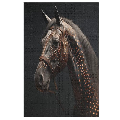 Puzzle Für Erwachsene, Pferd, 1000 Puzzleteile Für Kinder, Holzpuzzles, Geeignet Für Erwachsene, Lernspiel, Herausforderungsspielzeug （78×53cm） von AAPZY