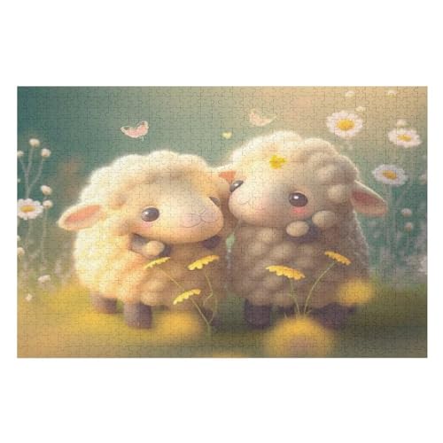 Puzzle Für Erwachsene, Schaf -Puzzles Für Erwachsene, 1000-teiliges Holzpuzzle, Geeignet Für Erwachsene Und Kinder Ab 12 Jahren, Tolles Geschenk Für Erwachsene （75×50cm） von AAPZY