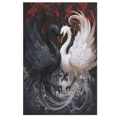 Puzzle Für Erwachsene, Schwan, 1000 Puzzleteile Für Kinder, Holzpuzzles, Geeignet Für Erwachsene, Lernspiel, Herausforderungsspielzeug （78×53cm） von AAPZY