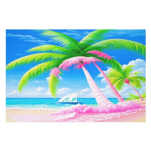 Puzzle Für Erwachsene, Strand, 1000 Puzzleteile Für Kinder, Holzpuzzles, Geeignet Für Erwachsene, Lernspiel, Herausforderungsspielzeug （75×50cm） von AAPZY