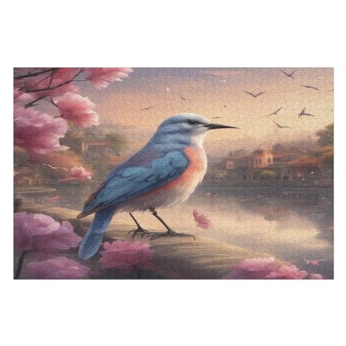 Puzzle Für Erwachsene, süßer Vogel, 1000 Puzzleteile Für Kinder, Holzpuzzles, Geeignet Für Erwachsene, Lernspiel, Herausforderungsspielzeug （75×50cm） von AAPZY