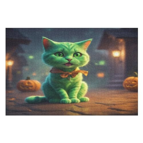 Puzzle Für Kinder, Halloween-Katze -Puzzle Für Erwachsene, 1000-teiliges Holzpuzzle Für Jugendliche Und Erwachsene, Tolles （75×50cm） von AAPZY
