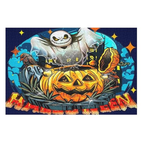 Puzzle Für Kinder, Halloween-Kürbis -Puzzle Für Erwachsene, 1000-teiliges Holzpuzzle Für Jugendliche Und Erwachsene, Tolles （75×50cm） von AAPZY