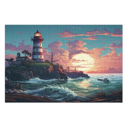 Puzzle Für Kinder, Leuchttürme an der Küste -Puzzle Für Erwachsene, 1000-teiliges Holzpuzzle Für Jugendliche Und Erwachsene, Tolles （75×50cm） von AAPZY