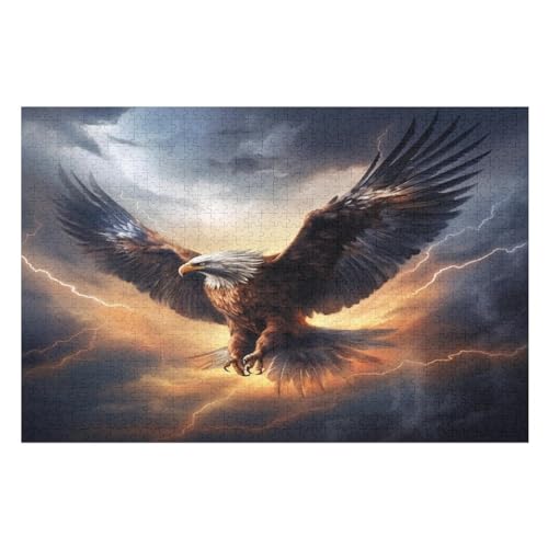 Puzzles Für Erwachsene, 1000 Teile, Adler, Kreative Holzpuzzles, Praktisches Spiel, Familiendekoration （75×50cm） von AAPZY