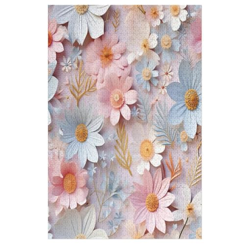 Puzzles Für Erwachsene, 1000 Teile, Blume, Kreative Holzpuzzles, Praktisches Spiel, Familiendekoration （78×53cm） von AAPZY