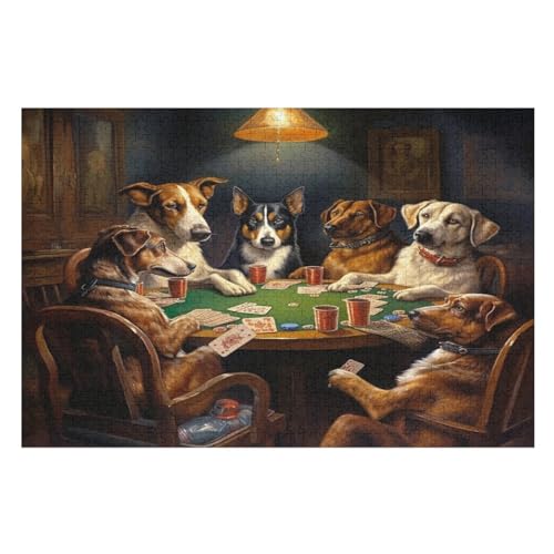 Puzzles Für Erwachsene, 1000 Teile, Cute Hund, Kreative Holzpuzzles, Praktisches Spiel, Familiendekoration （75×50cm） von AAPZY