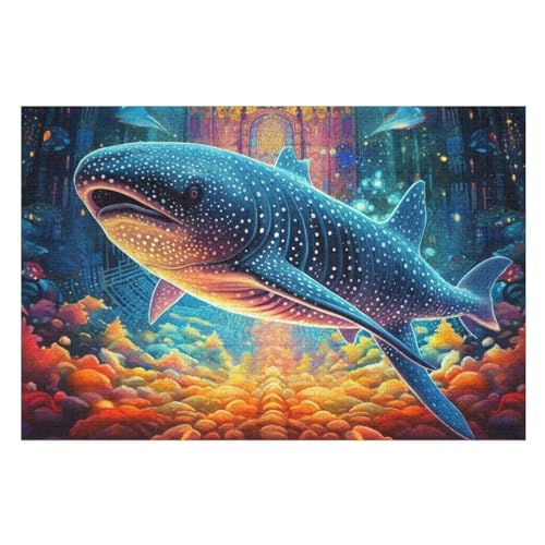 Puzzles Für Erwachsene, 1000 Teile, Der Wal, Kreative Holzpuzzles, Praktisches Spiel, Familiendekoration （75×50cm） von AAPZY