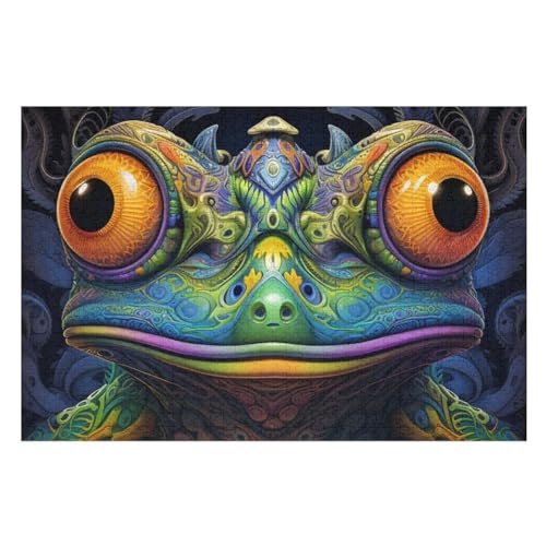 Puzzles Für Erwachsene, 1000 Teile, Frosch, Kreative Holzpuzzles, Praktisches Spiel, Familiendekoration （75×50cm） von AAPZY