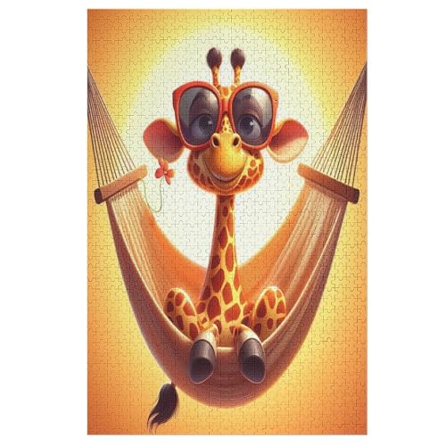 Puzzles Für Erwachsene, 1000 Teile, Giraffe, Kreative Holzpuzzles, Praktisches Spiel, Familiendekoration （78×53cm） von AAPZY