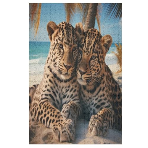 Puzzles Für Erwachsene, 1000 Teile, Leopard, Kreative Holzpuzzles, Praktisches Spiel, Familiendekoration （78×53cm） von AAPZY