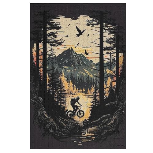 Puzzles Für Erwachsene, 1000 Teile, Mountainbike, Kreative Holzpuzzles, Praktisches Spiel, Familiendekoration （78×53cm） von AAPZY
