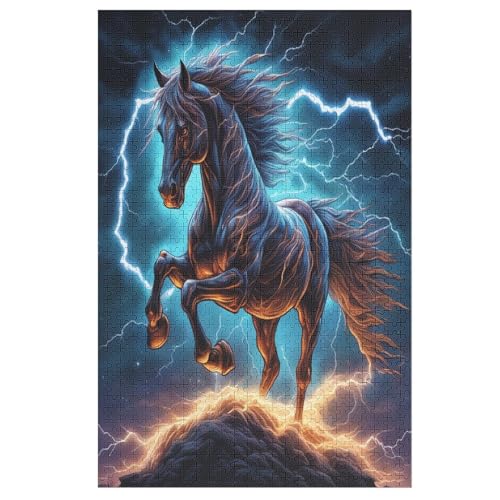 Puzzles Für Erwachsene, 1000 Teile, Pferd, Kreative Holzpuzzles, Praktisches Spiel, Familiendekoration （78×53cm） von AAPZY