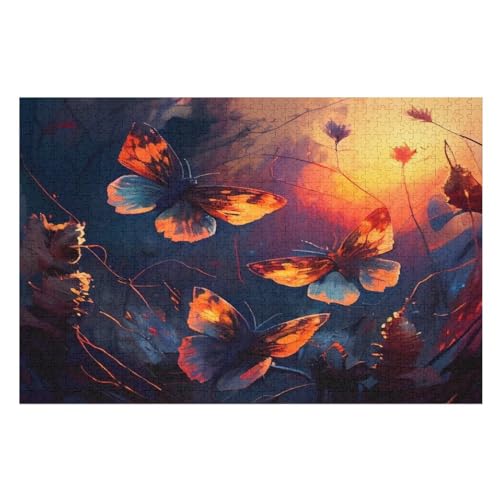 Puzzles Für Erwachsene, 1000 Teile, Schmetterling, Kreative Holzpuzzles, Praktisches Spiel, Familiendekoration （75×50cm） von AAPZY
