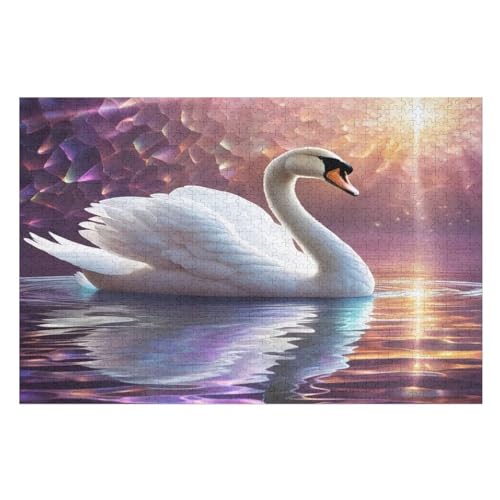 Puzzles Für Erwachsene, 1000 Teile, Schwan, Kreative Holzpuzzles, Praktisches Spiel, Familiendekoration （75×50cm） von AAPZY