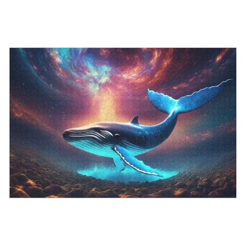 Puzzles Für Erwachsene, 1000 Teile, Wal, Kreative Holzpuzzles, Praktisches Spiel, Familiendekoration （75×50cm） von AAPZY