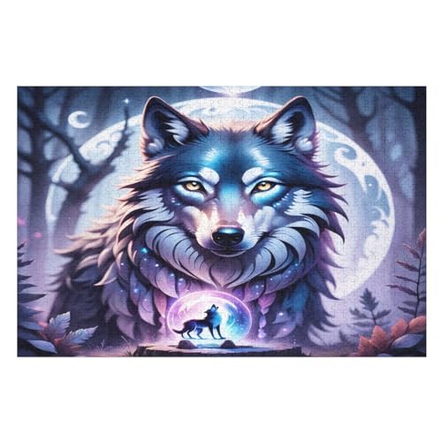Puzzles Für Erwachsene, 1000 Teile, Wolf, Kreative Holzpuzzles, Praktisches Spiel, Familiendekoration （75×50cm） von AAPZY