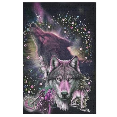 Puzzles Für Erwachsene, 1000 Teile, Wolf, Kreative Holzpuzzles, Praktisches Spiel, Familiendekoration （78×53cm） von AAPZY