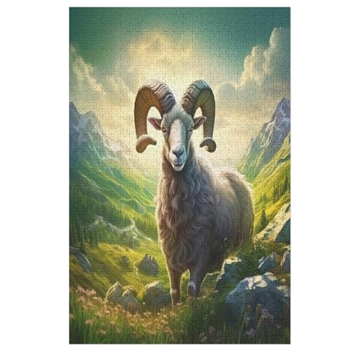 Puzzles Für Erwachsene, 1000 Teile, Ziege, Kreative Holzpuzzles, Praktisches Spiel, Familiendekoration （78×53cm） von AAPZY