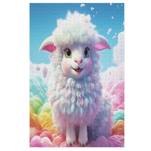 Puzzles Für Erwachsene, 1000 Teile, süßes Schaf, Kreative Holzpuzzles, Praktisches Spiel, Familiendekoration （78×53cm） von AAPZY