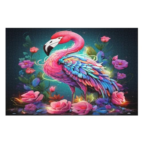 Puzzles Für Erwachsene, Flamingo Puzzle, 1000 Teile, Kreatives Puzzle, Geistiges Spielzeug, Kinder, Montagespiele （75×50cm） von AAPZY