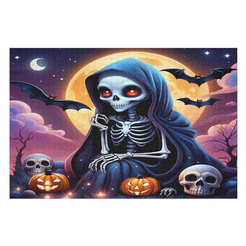 Puzzles Für Erwachsene, Halloween-Skelett Puzzle, 1000 Teile, Kreatives Puzzle, Geistiges Spielzeug, Kinder, Montagespiele （75×50cm） von AAPZY