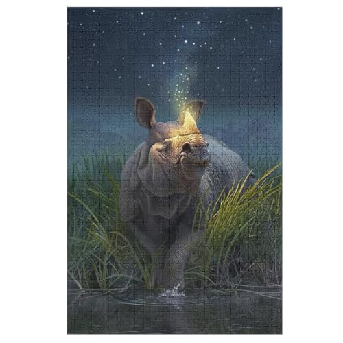 Puzzles Für Erwachsene, Nashorn, 1000-teilige Puzzles Für Erwachsene Und Kinder Ab 12 Jahren, Holzpuzzles Für Die Heimdekoration, （78×53cm） von AAPZY