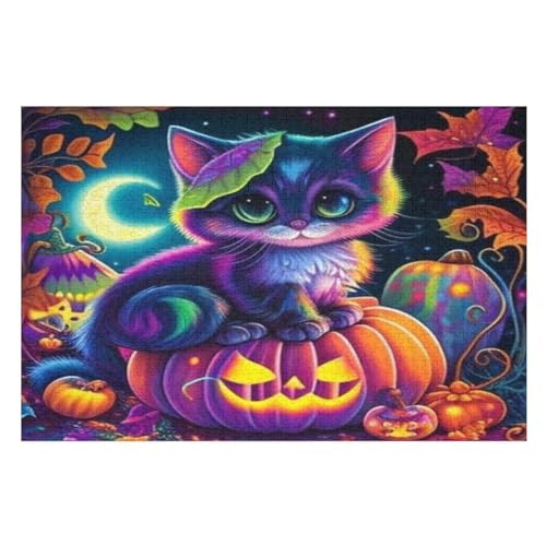 Puzzles Für Erwachsene, Puzzle Halloween-Kürbis, 1000 Teile, Puzzle Aus Holz Für Erwachsene Und Kinder Ab 12 Jahren, Lernspielzeug （75×50cm） von AAPZY