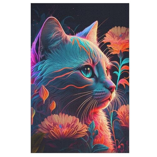 Puzzles Für Erwachsene, Puzzle Katze, 1000 Teile, Puzzle Aus Holz Für Erwachsene Und Kinder Ab 12 Jahren, Lernspielzeug （78×53cm） von AAPZY