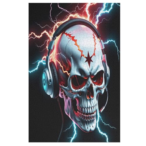Puzzles Für Erwachsene, Puzzle Lightning Totenkopf, 1000 Teile, Puzzle Aus Holz Für Erwachsene Und Kinder Ab 12 Jahren, Lernspielzeug （78×53cm） von AAPZY