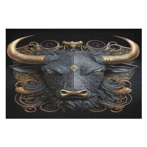 Puzzles Für Erwachsene, Puzzle Schwarzer Stier, 1000 Teile, Puzzle Aus Holz Für Erwachsene Und Kinder Ab 12 Jahren, Lernspielzeug （75×50cm） von AAPZY