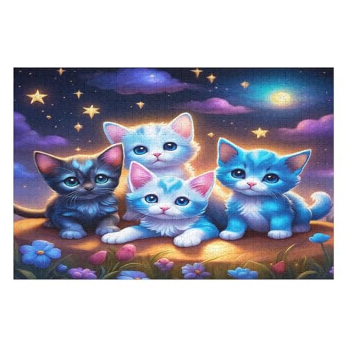 Puzzles Für Erwachsene, süße Katze Puzzle, 1000 Teile, Kreatives Puzzle, Geistiges Spielzeug, Kinder, Montagespiele （75×50cm） von AAPZY