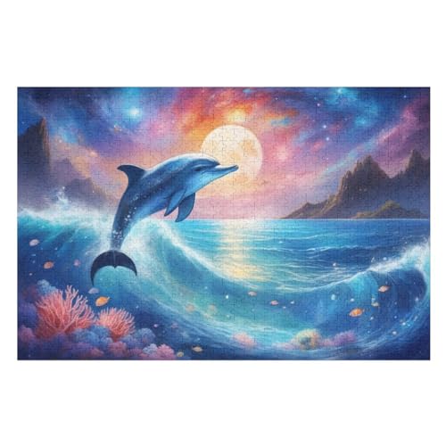 Puzzles Für Erwachsene 1000 Teiliges Delfin Puzzles Für Erwachsene Holzbrettpuzzles Denksportaufgaben Für Erwachsene （75×50cm） von AAPZY