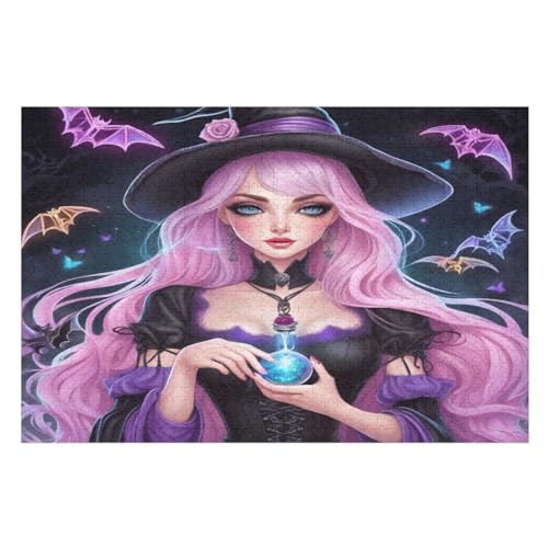 Puzzles Für Erwachsene 1000 Teiliges Halloween-Hexe Puzzles Für Erwachsene Holzbrettpuzzles Denksportaufgaben Für Erwachsene （75×50cm） von AAPZY