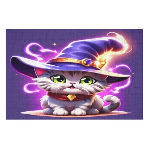 Puzzles Für Erwachsene 1000 Teiliges Halloween Katze Puzzles Für Erwachsene Holzbrettpuzzles Denksportaufgaben Für Erwachsene （75×50cm） von AAPZY