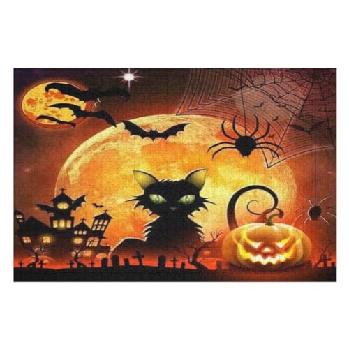 Puzzles Für Erwachsene 1000 Teiliges Halloween-Kürbis Puzzles Für Erwachsene Holzbrettpuzzles Denksportaufgaben Für Erwachsene （75×50cm） von AAPZY