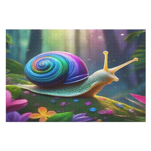 Puzzles Für Erwachsene Und Kinder, süße Schnecke -Puzzle, 1000 Teile, Kreative Holzpuzzles, Puzzles Für Erwachsene, Geschenke （75×50cm） von AAPZY