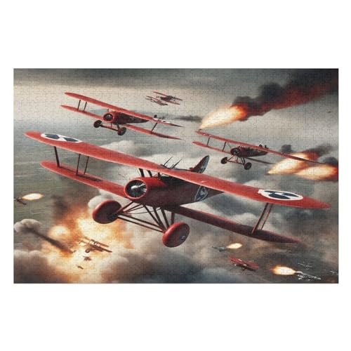 Retro Flugzeug Holzpuzzle Erwachsene - 1000 Teiliges Jigsaw Knobelspiel - Puzzle Für Erwachsene & Kinder - Outdoor & Reisespielzeug - Geduldspiel （75×50cm） von AAPZY