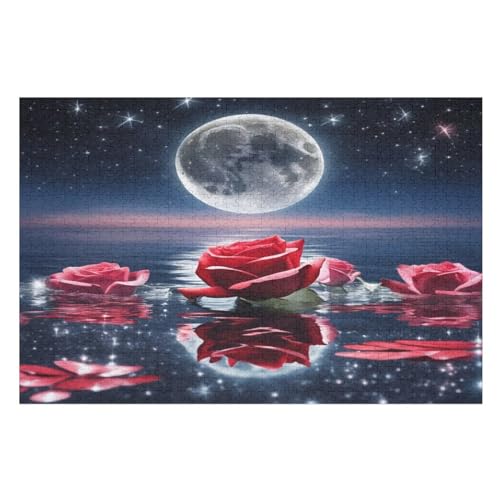 Rose Holzpuzzle 1000 Teile,Puzzles Für Erwachsene, Impossible Puzzle, Geschicklichkeitsspiel Für Die Ganze Familie,Home Dekoration Puzzle, Puzzle Kinder Legespiel （75×50cm） von AAPZY