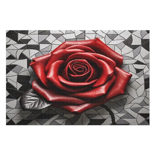 Rose Puzzle 1000 Teile,Puzzles Für Erwachsene, Impossible Puzzle, Geschicklichkeitsspiel Für Die Ganze Familie, Puzzle Kinder,Holzpuzzle-Geschenk,Raumdekoration, （75×50cm） von AAPZY