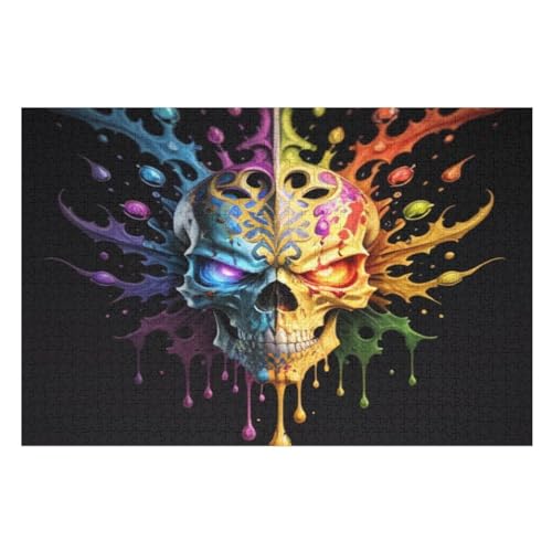 Schädel-Puzzle Für Erwachsene, 1000 Teile, Holzpuzzle, Kinderpuzzle, Dekompressionsspiel, Spielzeugpuzzle （75×50cm） von AAPZY