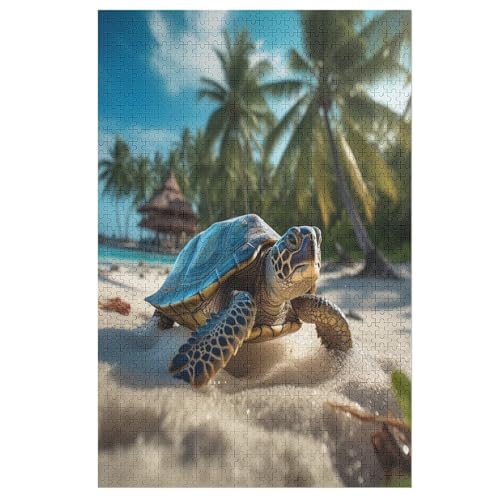Schildkröte Puzzle Für Erwachsene 1000 Teile Premium 100% Recyceltes Brett Zum Lernen, Lernspielzeug, Familienspiele Kinder Holzpuzzle （78×53cm） von AAPZY