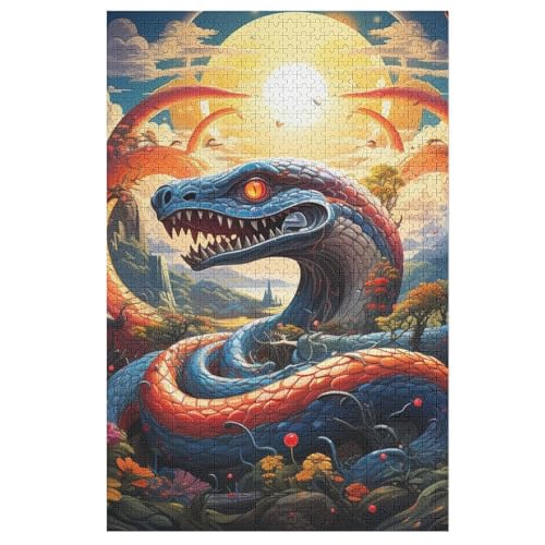 Schlange Holzpuzzle Erwachsene - 1000 Teiliges Jigsaw Knobelspiel - Puzzle Für Erwachsene & Kinder - Outdoor & Reisespielzeug - Geduldspiel （78×53cm） von AAPZY