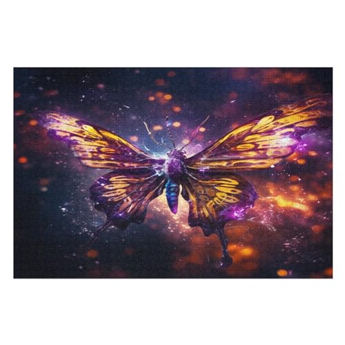 Schmetterling Holzpuzzle Erwachsene - 1000 Teiliges Jigsaw Knobelspiel - Puzzle Für Erwachsene & Kinder - Outdoor & Reisespielzeug - Geduldspiel （75×50cm） von AAPZY
