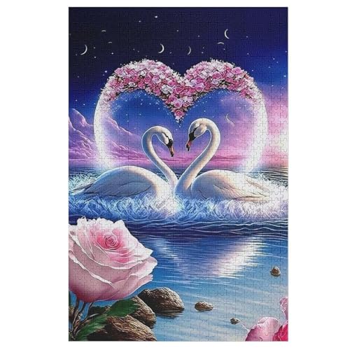 Schwan Puzzle 1000 Teile,Puzzles Für Erwachsene, Impossible Puzzle, Geschicklichkeitsspiel Für Die Ganze Familie, Puzzle Kinder,Holzpuzzle-Geschenk,Raumdekoration, （78×53cm） von AAPZY