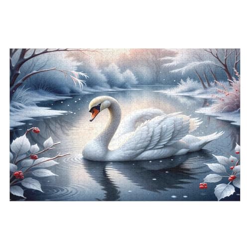 Schwan Puzzles 1000 Teile Erwachsener Kniffel Spaß Für Die Ganze Familie - 1000 Puzzleteilige Motive, Holzpuzzle Kinder Erwachsene, Impossible Puzzle Schwer （75×50cm） von AAPZY