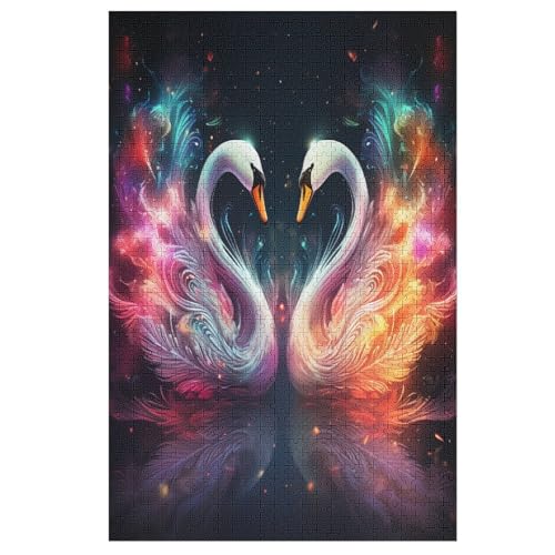 Schwan Puzzles 1000 Teile Erwachsener Kniffel Spaß Für Die Ganze Familie - 1000 Puzzleteilige Motive, Holzpuzzle Kinder Erwachsene, Impossible Puzzle Schwer （78×53cm） von AAPZY