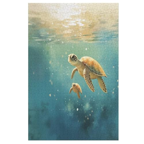 Sea Schildkrötes -Puzzle, 1000 Teile,Holzpuzzle Für Erwachsene Kinder, Lustiges Spielzeug, Denkspiel, Spielzeug, Bildungsspiel, Herausforderung, Pädagogisch, （78×53cm） von AAPZY